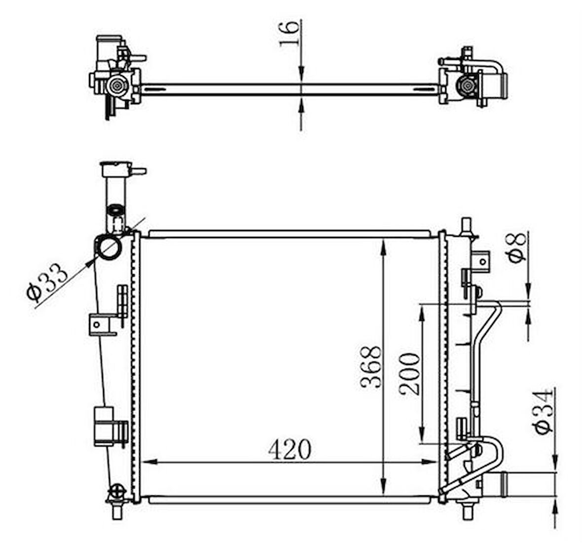 Oris BKI115016 Motor Su Radyatör Kia Picanto 1.0-1.1 11-Otomatik 253101Y050