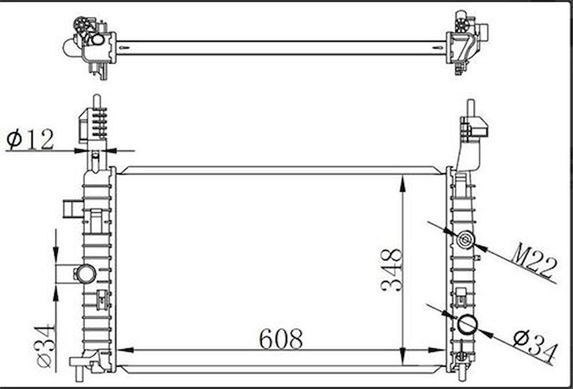 Oris BOP167026 Motor Radyatörü Meriva 1.7 CDTI 03 (608x348x26) 1300254