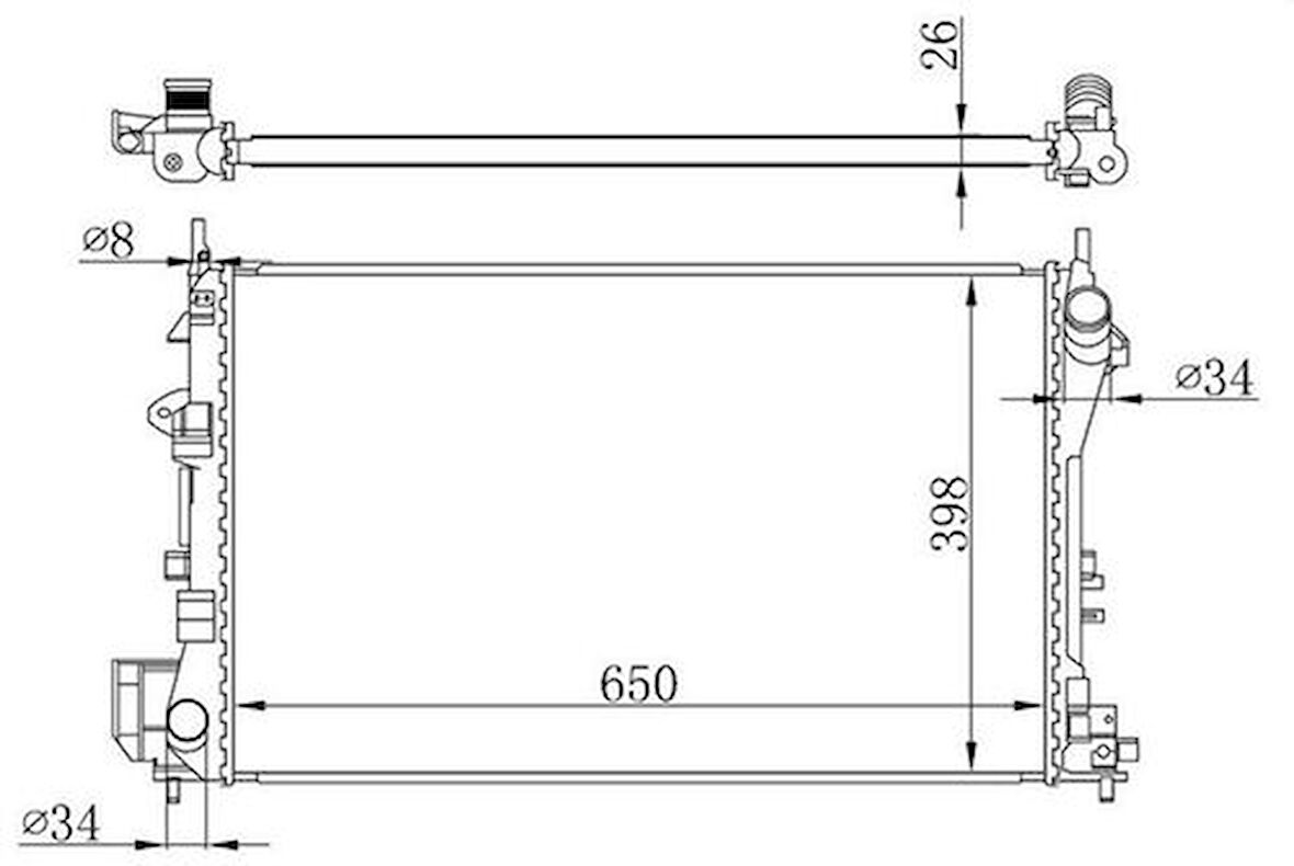 Oris BOP566026 Motor Radyatörü Vectra C 2.0I 2.2 3.2I 16V 2.0 DTI 650x398x25 1300246