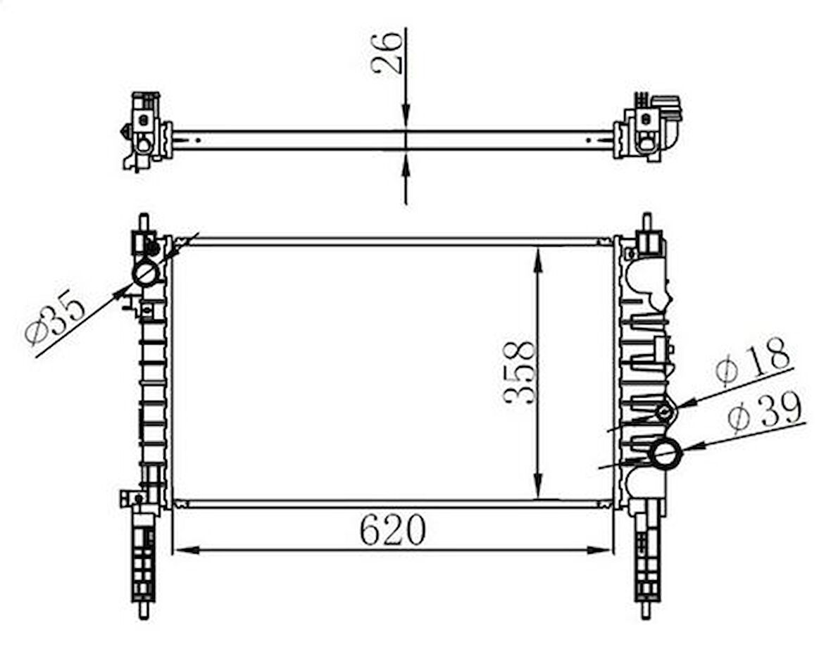 Oris BPE006022 Motor Su Radyatörü Expert-Jumpy-Scudo XUD9Te (1.9TD) Klimasız -2000 Ölçü (670x448x22) 1301.Y4