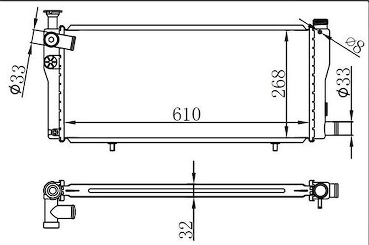 Oris BPE007032 Motor Su Radyatörü 205GTI 1.6 1.9 Çift Fanlı (Brazing) 1300.K6