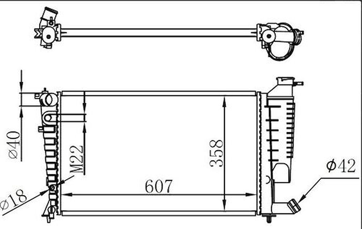 Oris BPE043022 Motor Su Radyatörü Otomatik Şanzıman P306-Xsara Xu7Jp (1.8 8V) -Xu10J4R (2.0 16V) Zxu5Jp Ölçü (610x35 1330.46