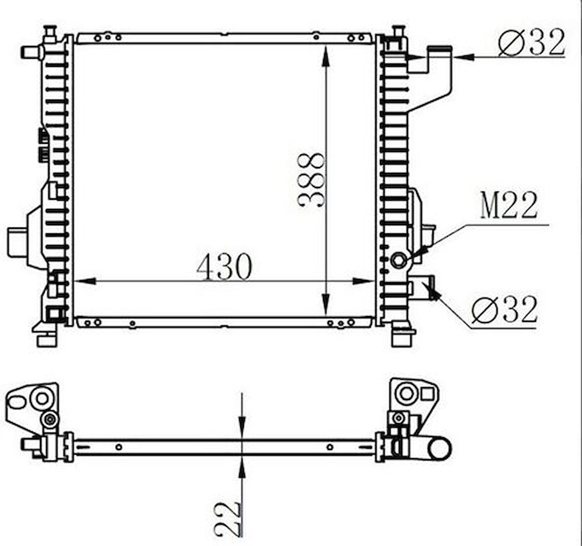 Oris BRN093022 Radyatör Brazing Mt 430X388X22 Twingo 1.0L 1.2I 93 63835A 7701045211