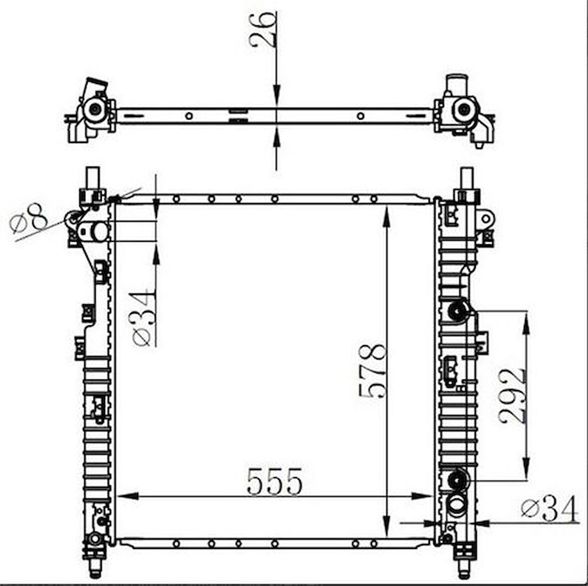 Oris BSS050026 Motor Su Radyatörü Actyon Sports 2012-(555x578x26) 2131032220