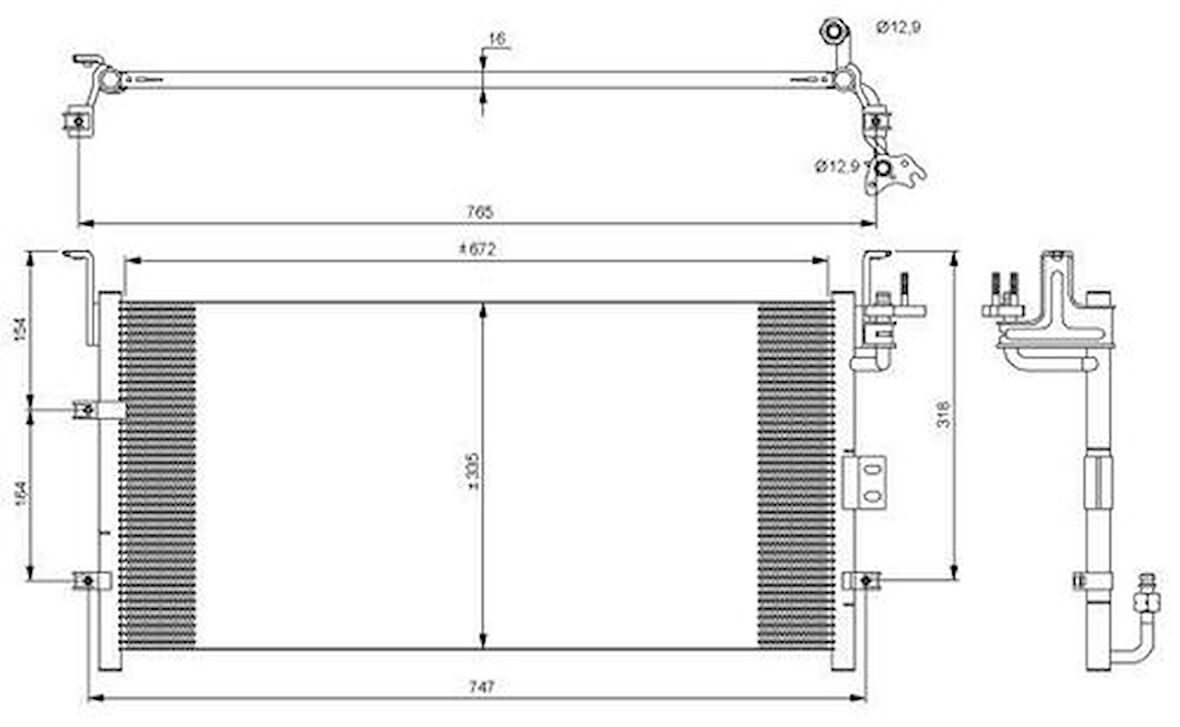 Oris CHY638016 Klima Kondenseri Hyundai Sonata 98 725X335X16 Oto.-Mek 9760638001