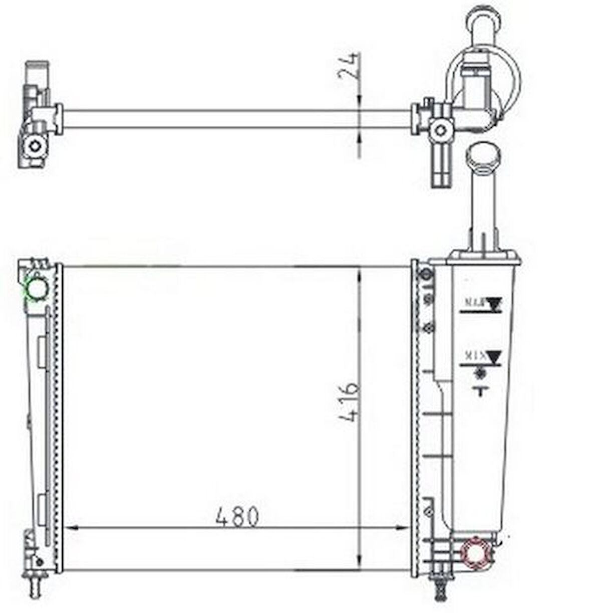 Oris MFI574024 Radyatör Mechanıcal Mt 480 416 24 Lancia Y 1.2I 2011 617873 51839665