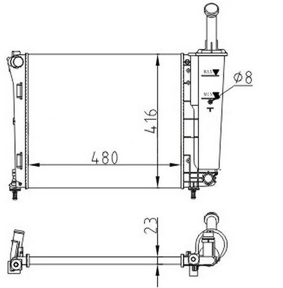 Oris MFR401023 Radyatör Mechanıcal Mt 480 416 23 Ka 1.2I 08 Fiat 500 07 Panda 1.2I 12 61936 51787115