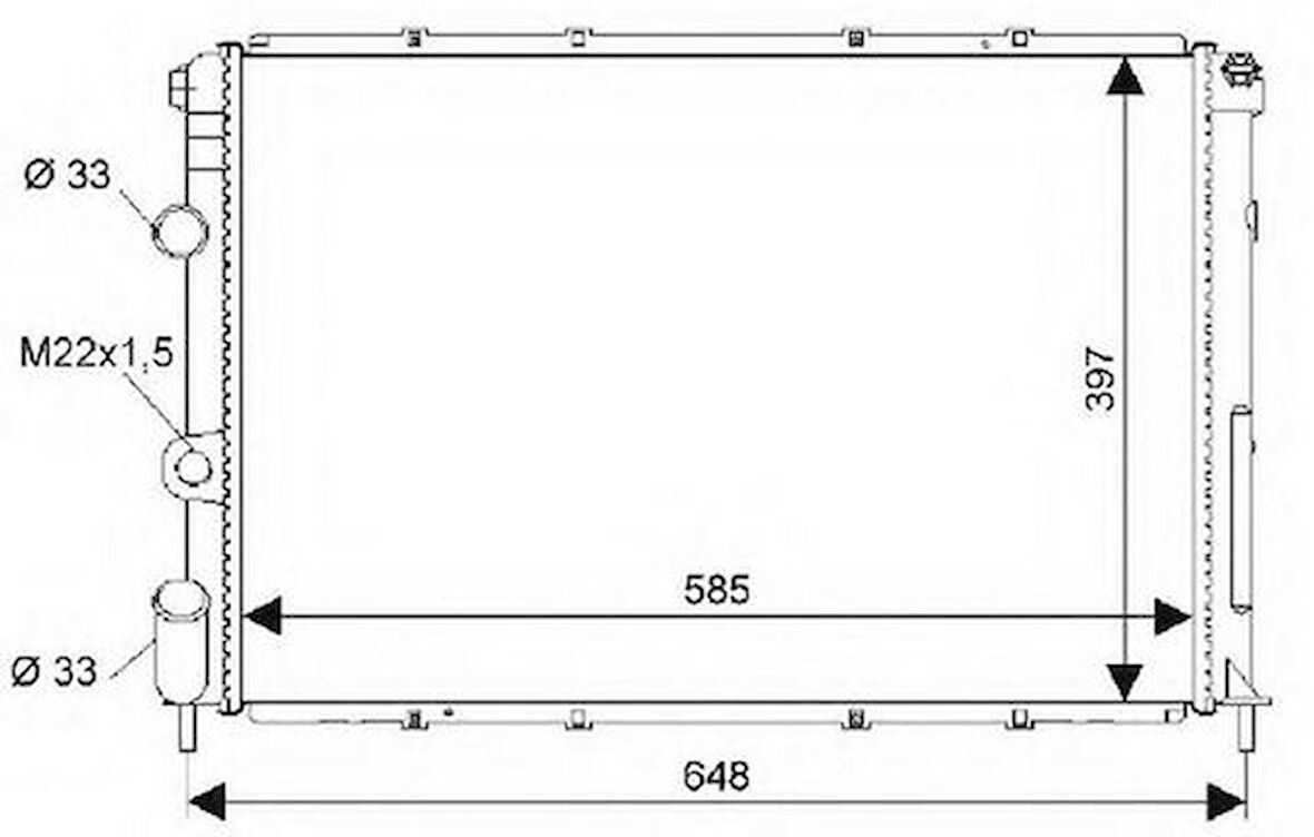 Oris MRN210034 Motor Radyatörü Megane 1.4 1.6 2.0 1.9D 95 02 (585x388x26) Mekanik 7700838133
