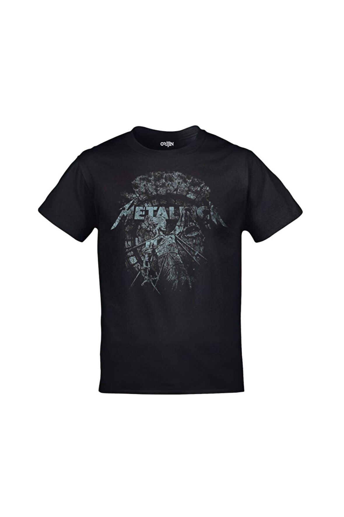 Unisex Siyah Metallica And Justice For All Gri Baskılı Tshirt
