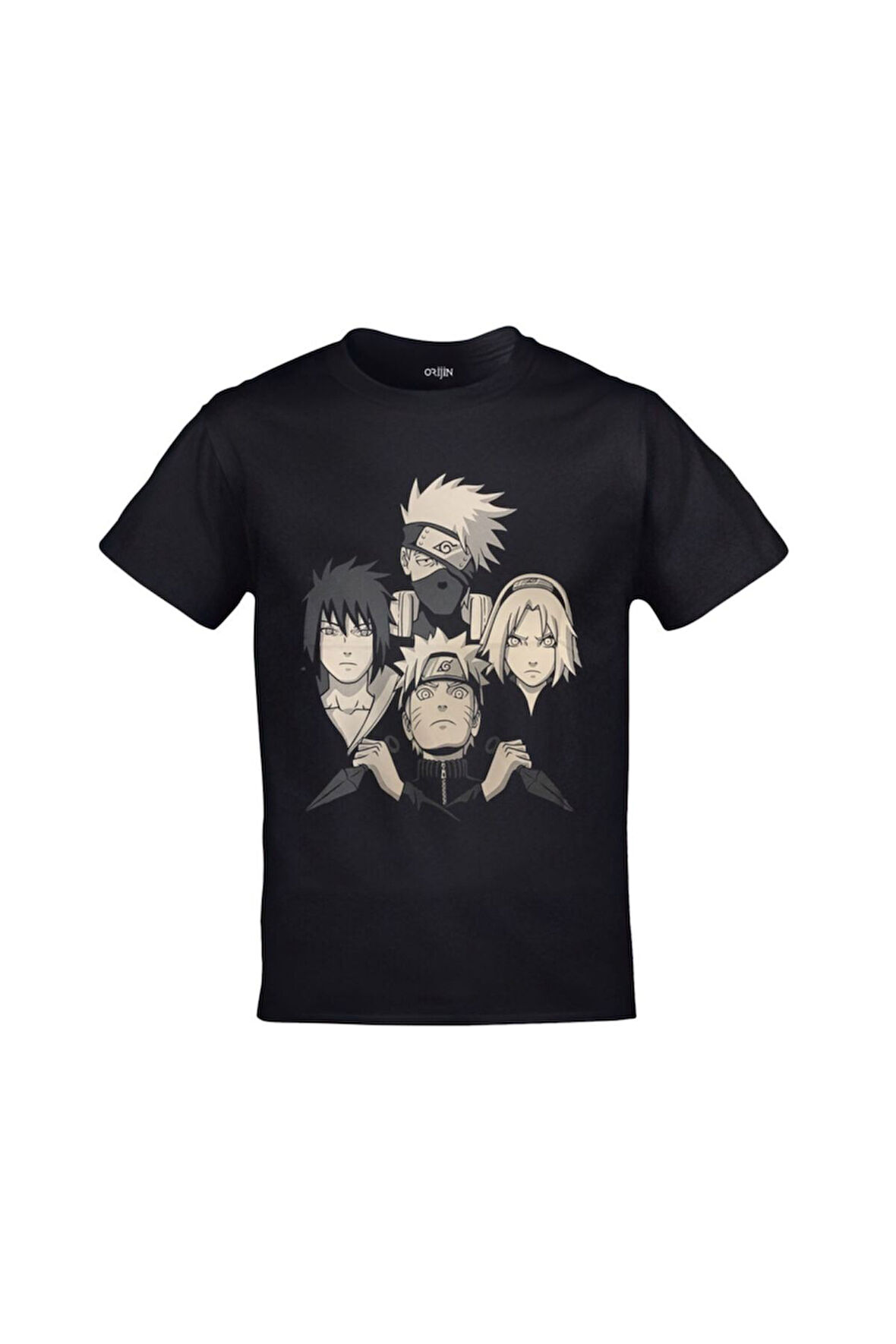 Naruto Team 7 Hokage Bohemian Rhapsody Baskılı Unisex Siyah Tshirt