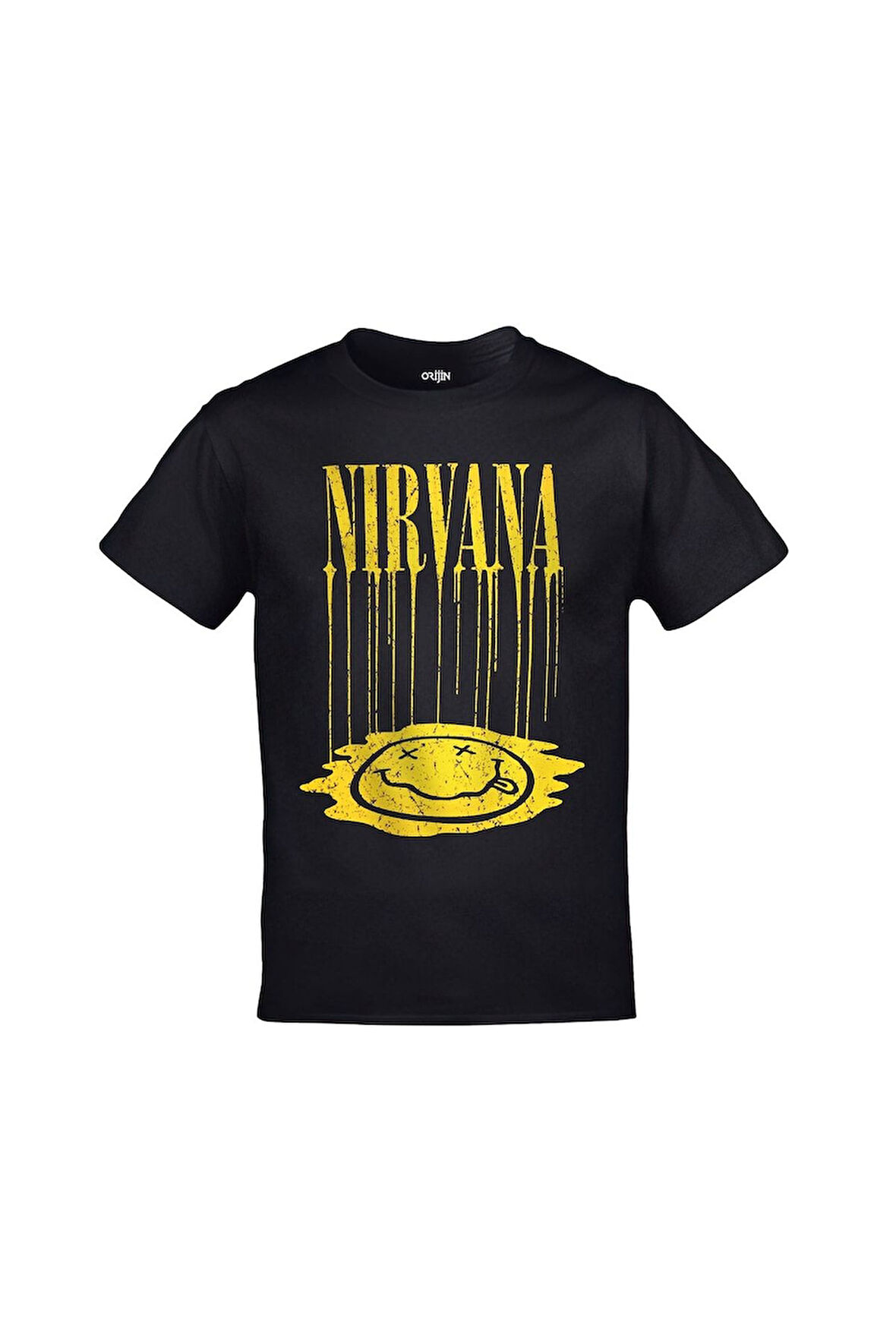 Nirvana Smiley Face Logo Baskılı Unisex Siyah Tshirt