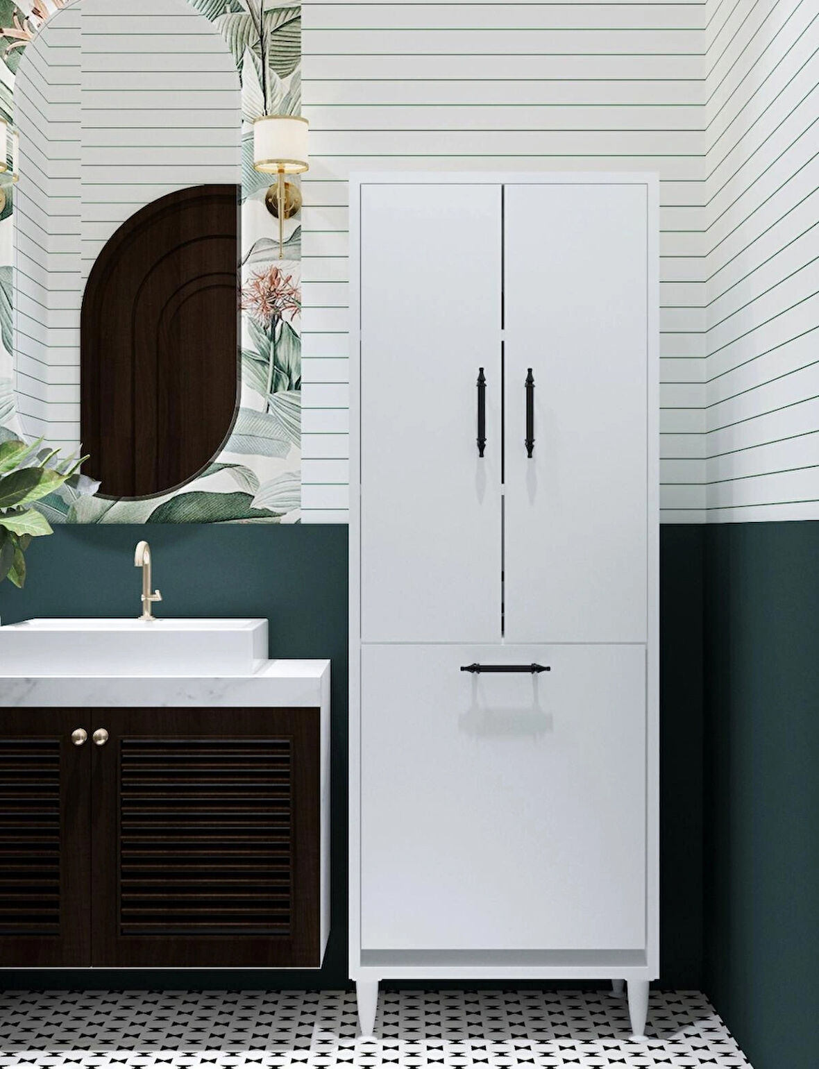 Orkide Kirli Çamaşır Sepetli 2 Kapaklı Çok Amaçlı Dolap