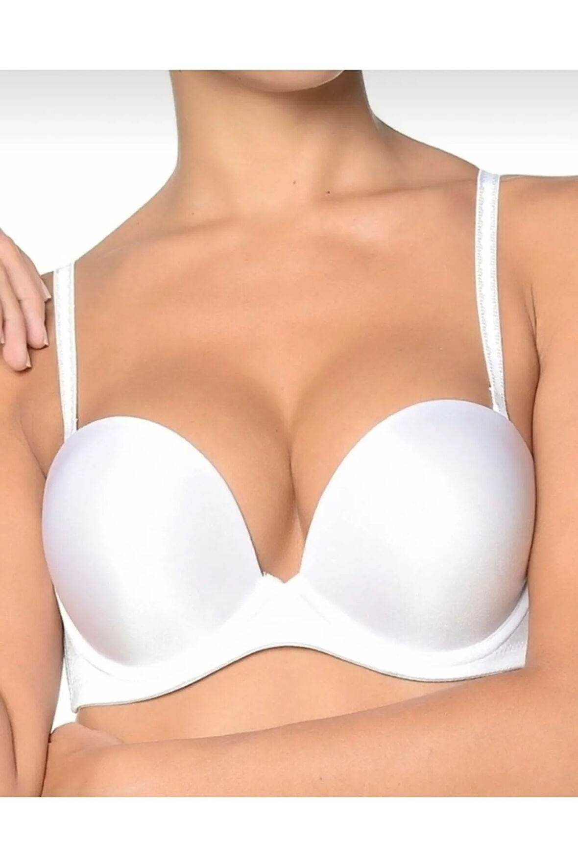 Kadın Beyaz Straplez Sihirli Sütyen Cindy