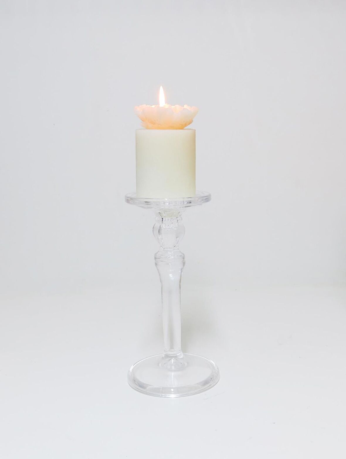 MİSSİ AYAKLI EL YAPIMI CAM ŞAMDAN MUMLUK (23 CM)