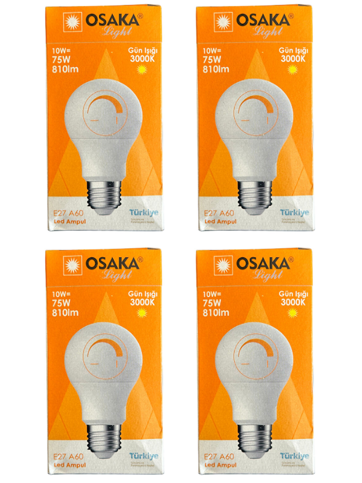 Osaka 10W (75W) 3000K (Günışığı) E27 Duylu Dim Edilebilir Led Ampul (4 Adet)