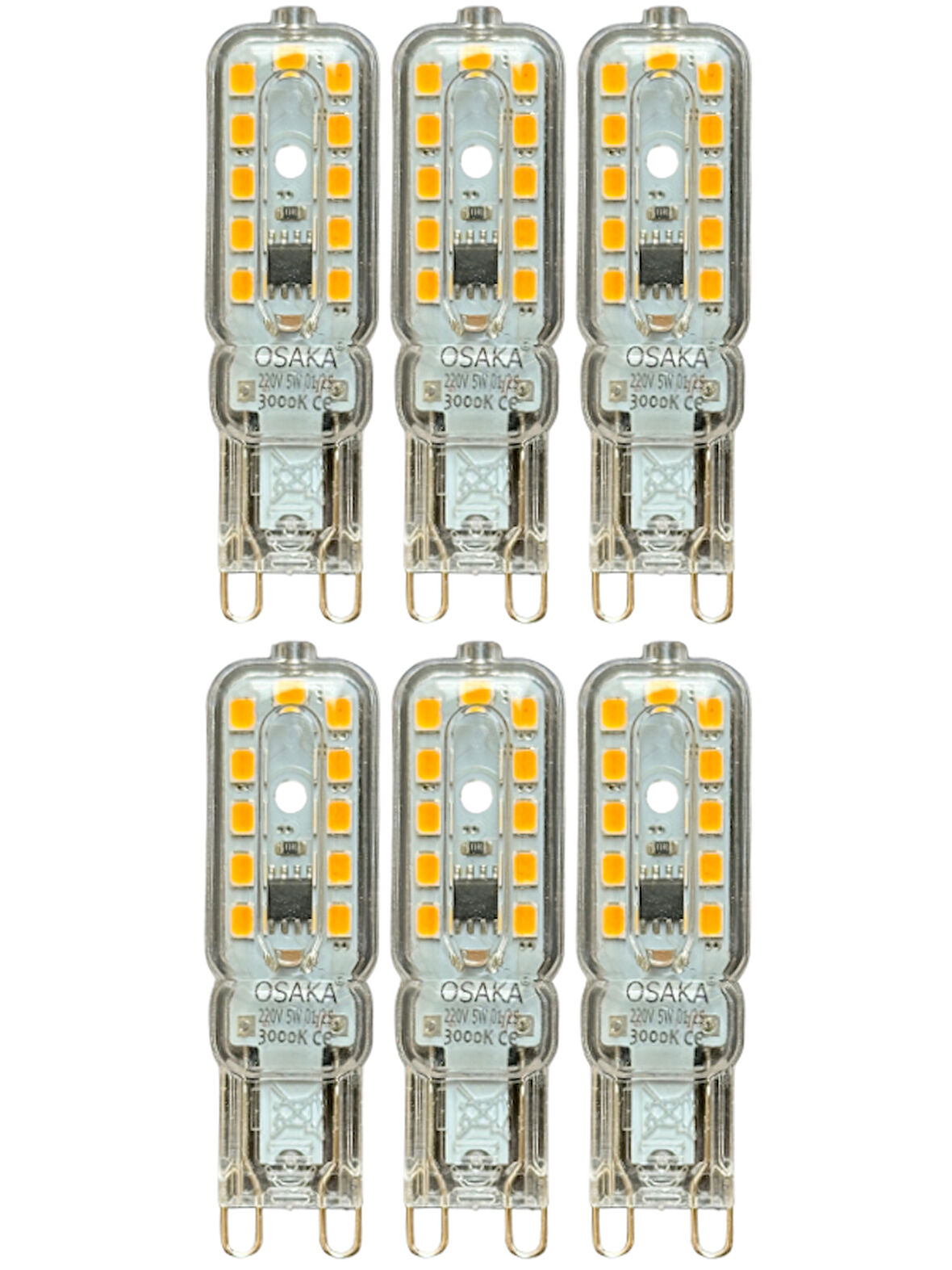 (6 Adet) Osaka 5W 3000K (Sarı Işık) G9 Duylu Led Kapsül Ampul