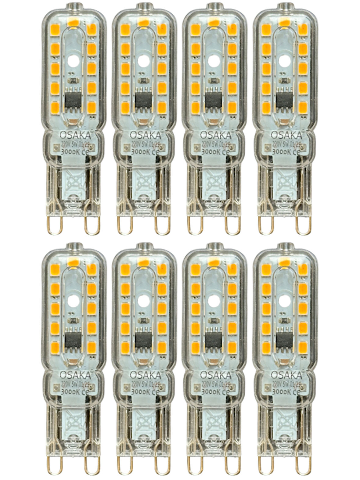 (8 Adet) Osaka 5W 3000K (Sarı Işık) G9 Duylu Led Kapsül Ampul