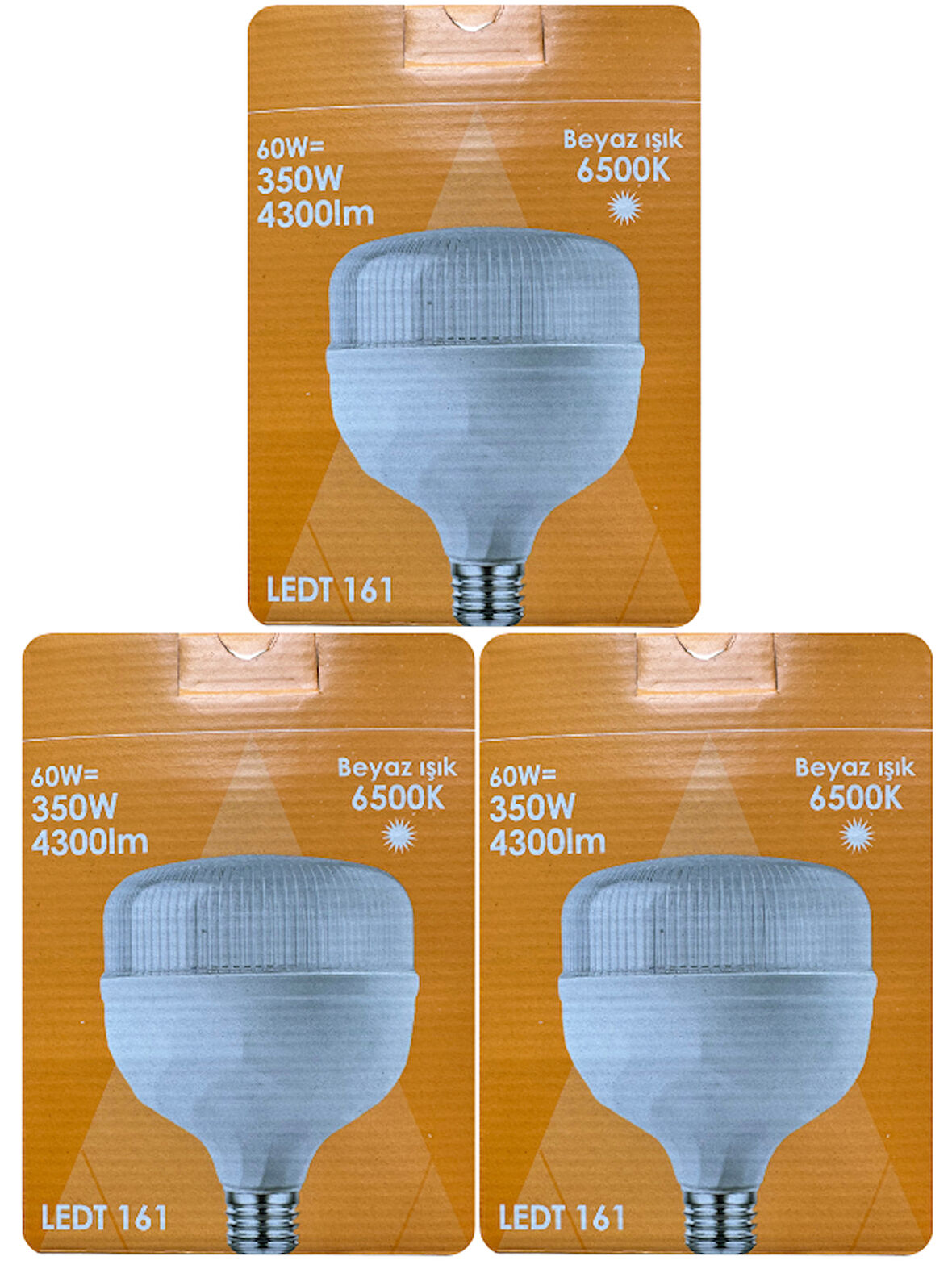 (3 Adet) Osaka 60W (350W) Beyaz Işık E27 Duylu (Kalın Duy) Led Torch Ampul