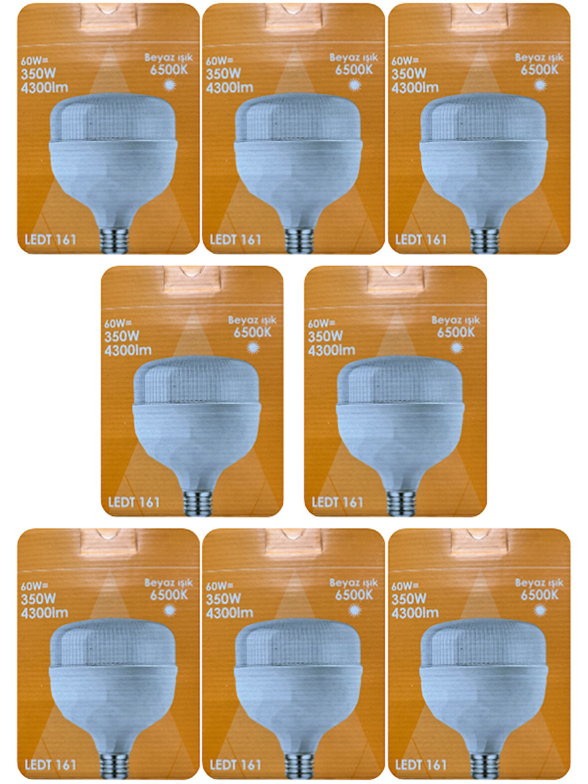 (8 Adet) Osaka 60W (350W) Beyaz Işık E27 Duylu (Kalın Duy) Led Torch Ampul