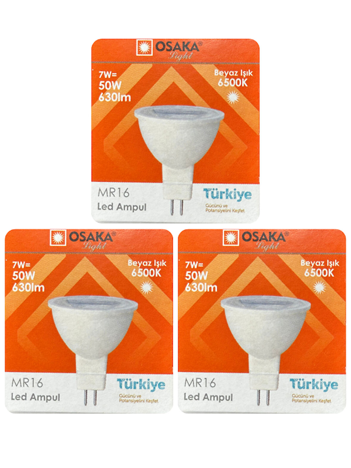 (3 Adet) Osaka 7W (50W) Beyaz Işık (6500K) G4 Duylu (İğne Bacak) Led Çanak Ampul