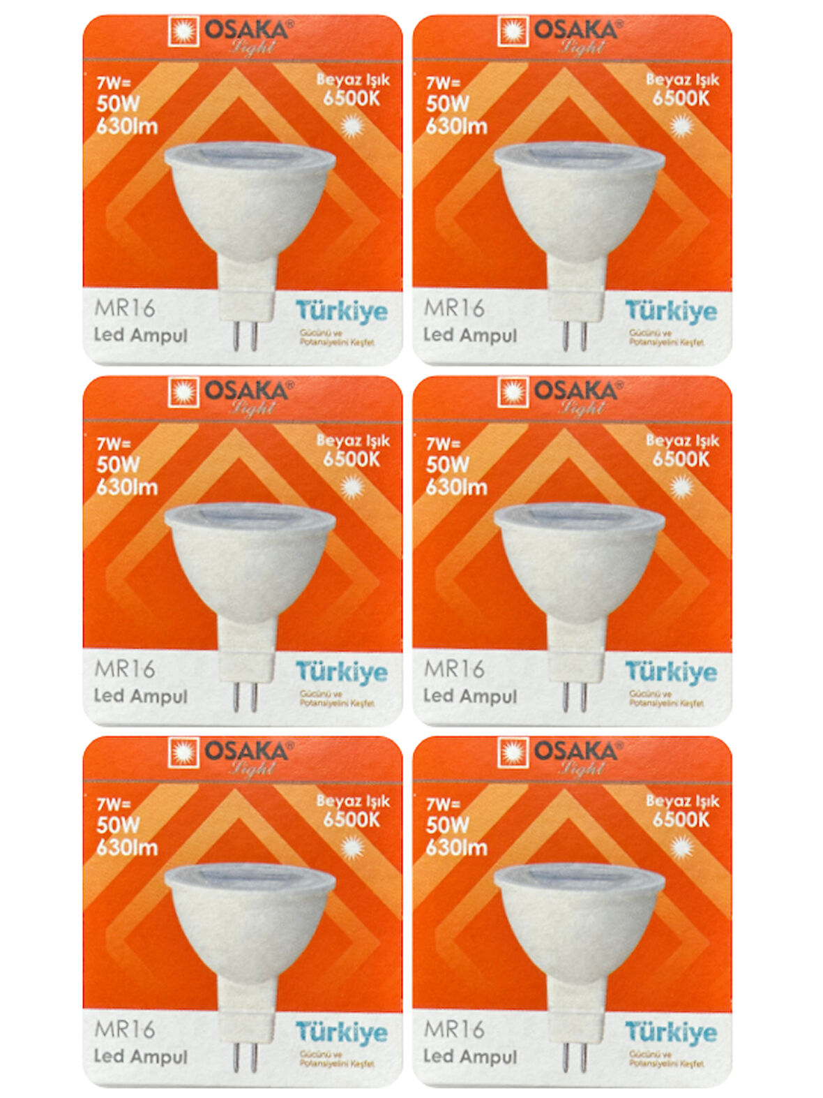 (6 Adet) Osaka 7W (50W) Beyaz Işık (6500K) G4 Duylu (İğne Bacak) Led Çanak Ampul