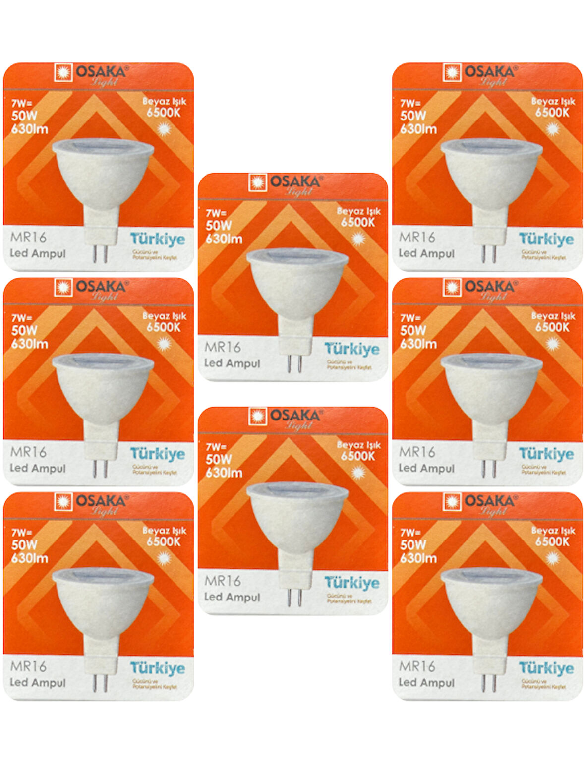 (8 Adet) Osaka 7W (50W) Beyaz Işık (6500K) G4 Duylu (İğne Bacak) Led Çanak Ampul