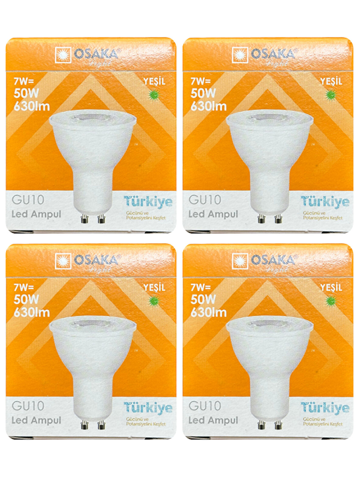 (4 Adet) Osaka 7W Yeşil Işık GU10 Duylu Led Çanak Ampul