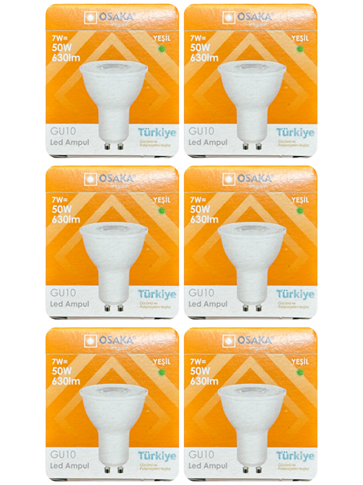 (6 Adet) Osaka 7W Yeşil Işık GU10 Duylu Led Çanak Ampul