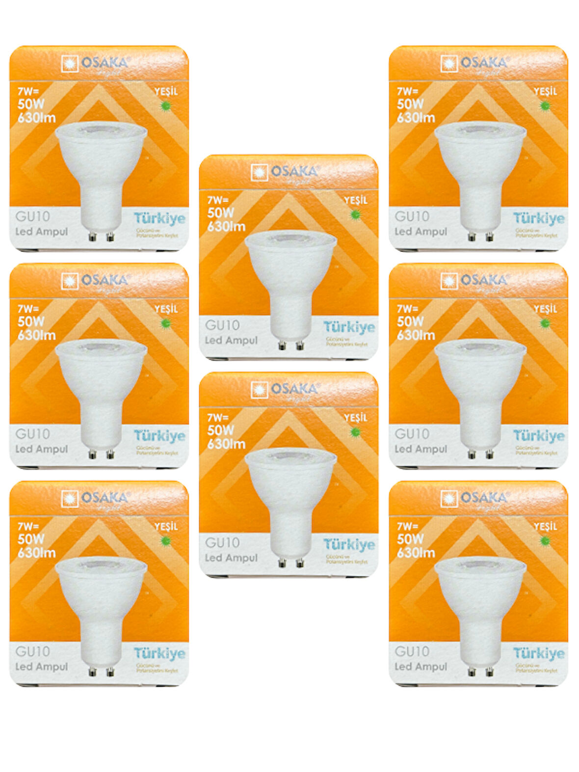 (8 Adet) Osaka 7W Yeşil Işık GU10 Duylu Led Çanak Ampul