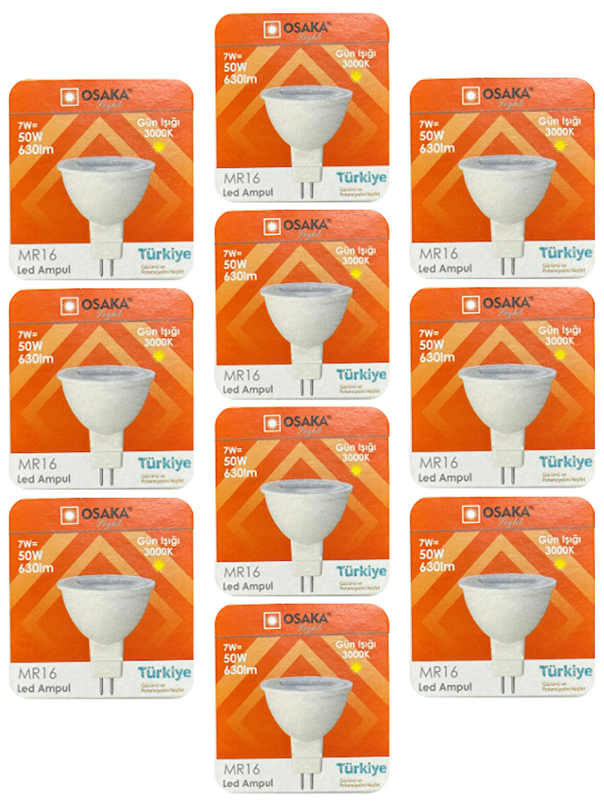 (10 Adet) Osaka 7W (50W) Sarı Işık (3000K) G4 Duylu (İğne Bacak) Led Çanak Ampul