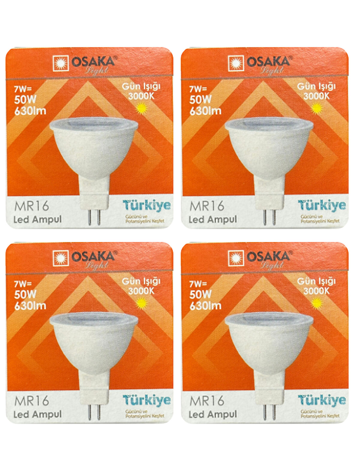 (4 Adet) Osaka 7W (50W) Sarı Işık (3000K) G4 Duylu (İğne Bacak) Led Çanak Ampul