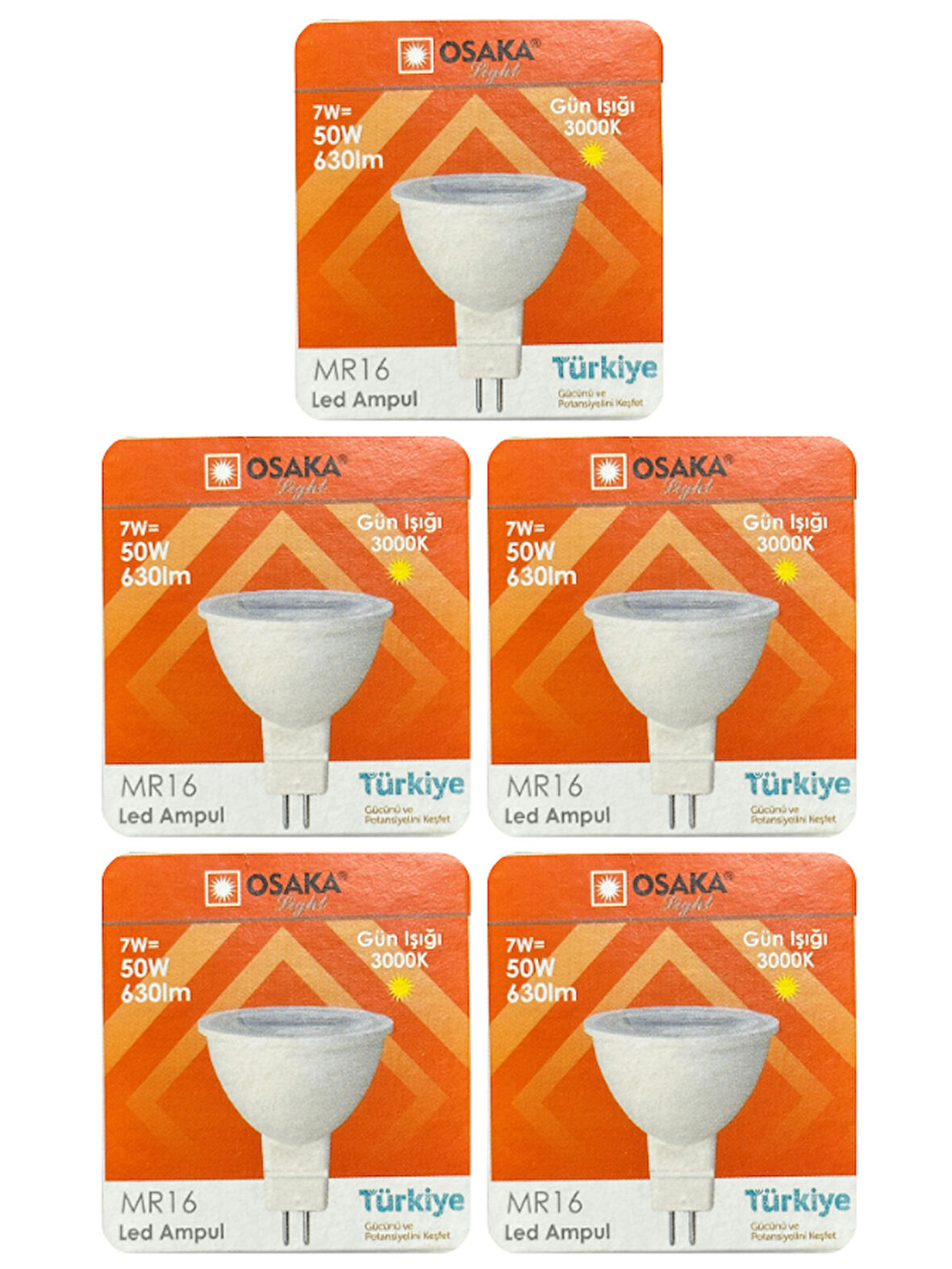 (5 Adet) Osaka 7W (50W) Sarı Işık (3000K) G4 Duylu (İğne Bacak) Led Çanak Ampul