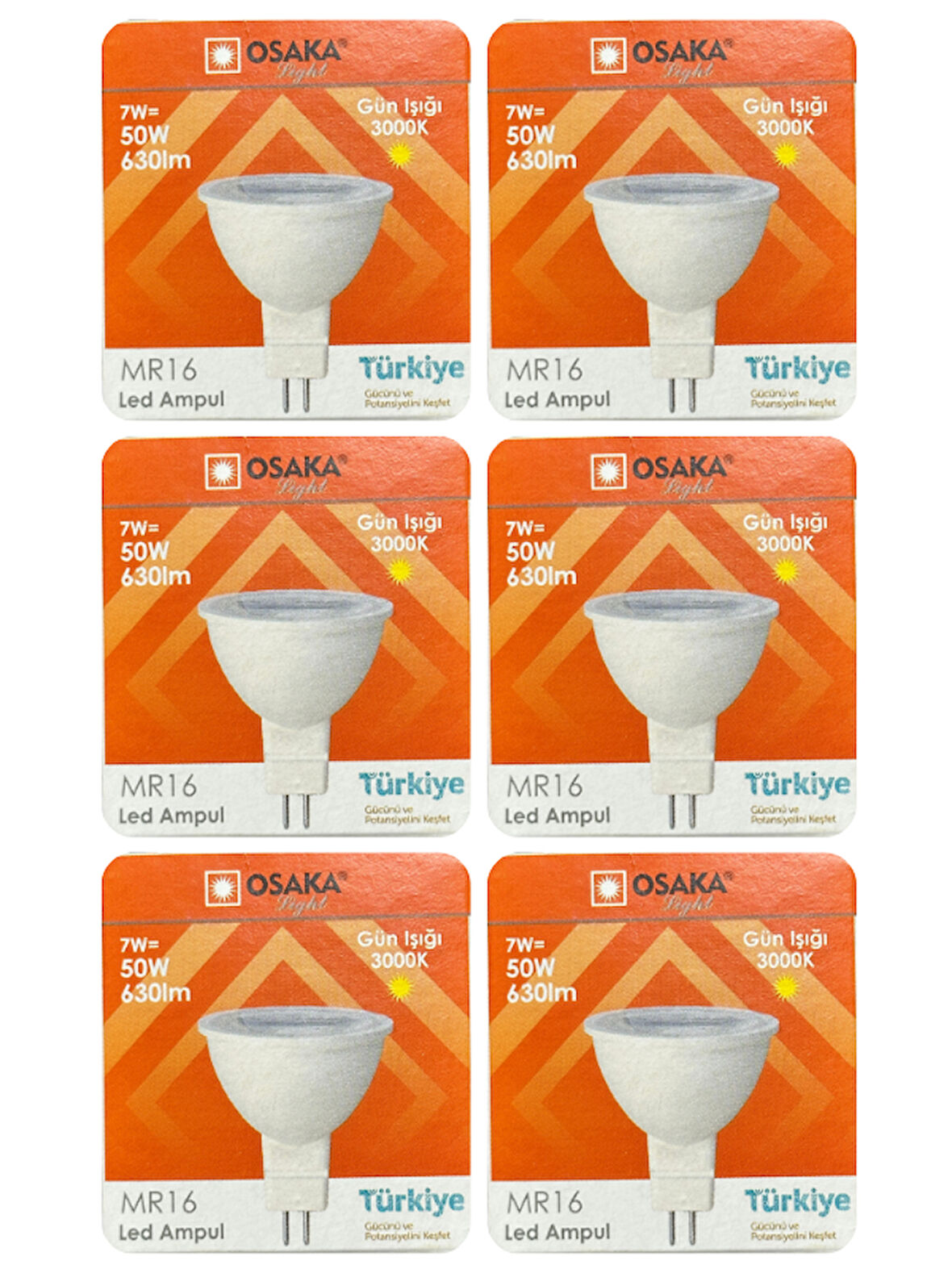 (6 Adet) Osaka 7W (50W) Sarı Işık (3000K) G4 Duylu (İğne Bacak) Led Çanak Ampul