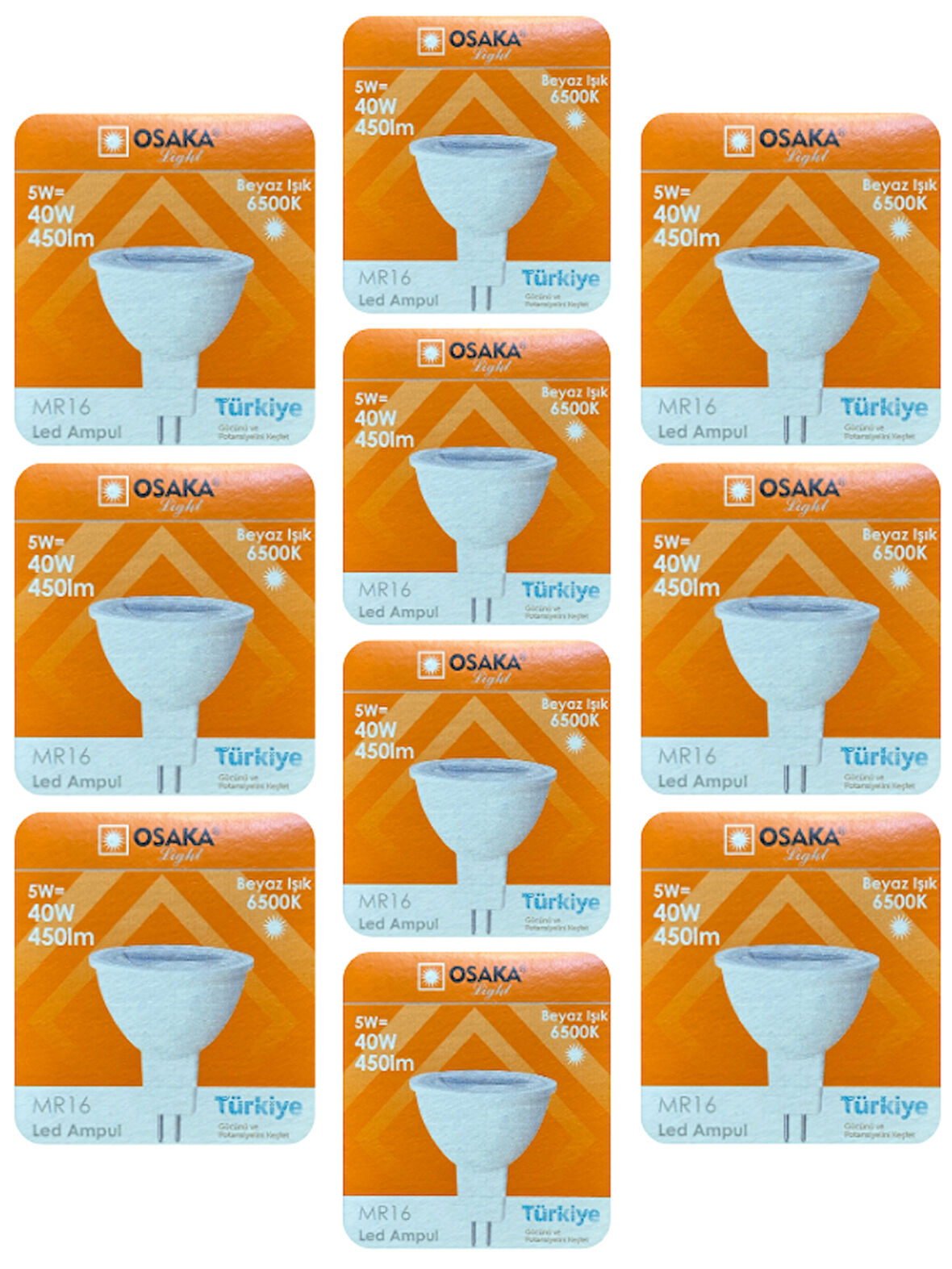 (10 Adet) Osaka 5W (40W) Beyaz Işık (6500K) G4 Duylu (İğne Bacak) Led Çanak Ampul