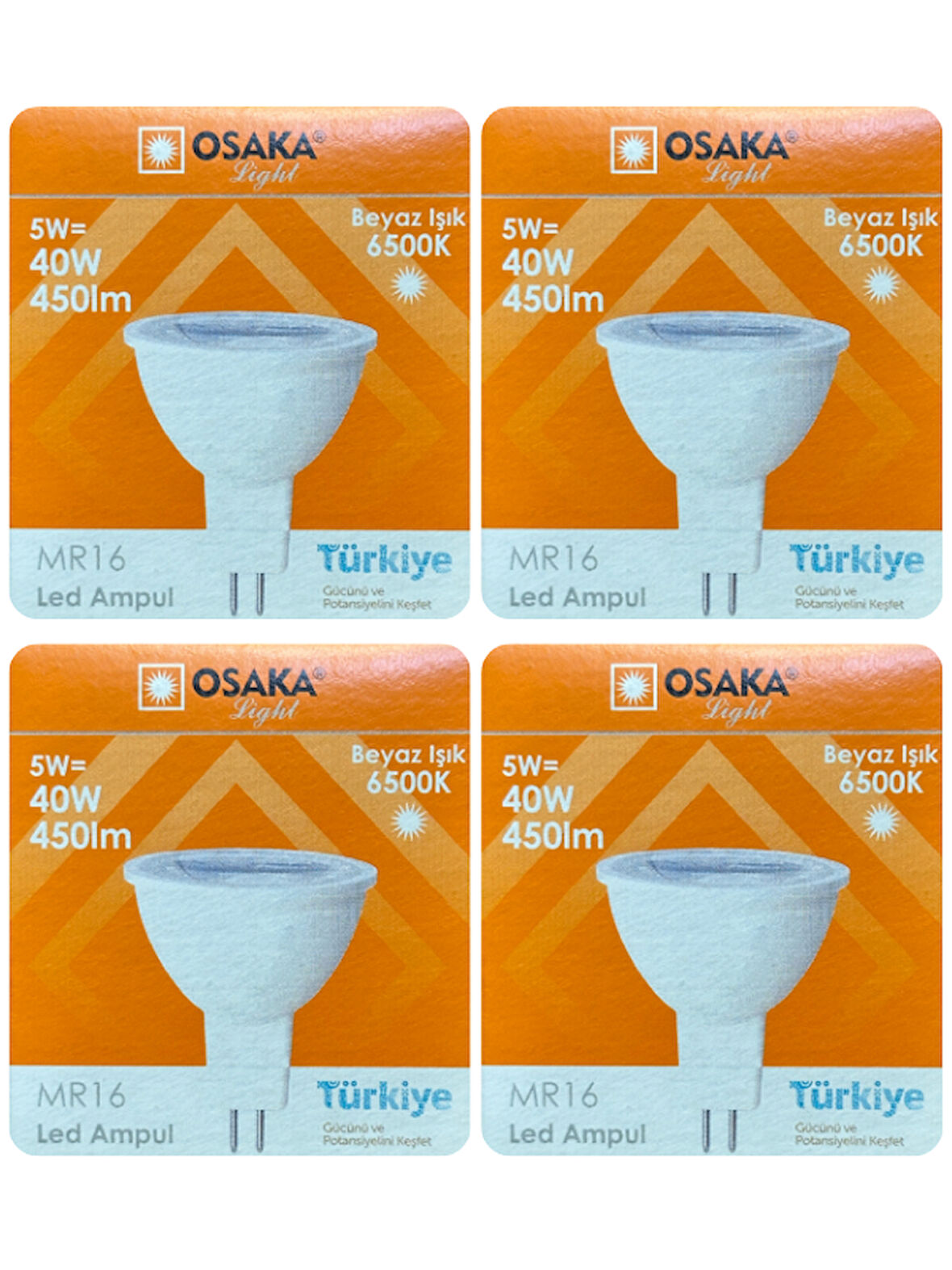 (4 Adet) Osaka 5W (40W) Beyaz Işık (6500K) G4 Duylu (İğne Bacak) Led Çanak Ampul