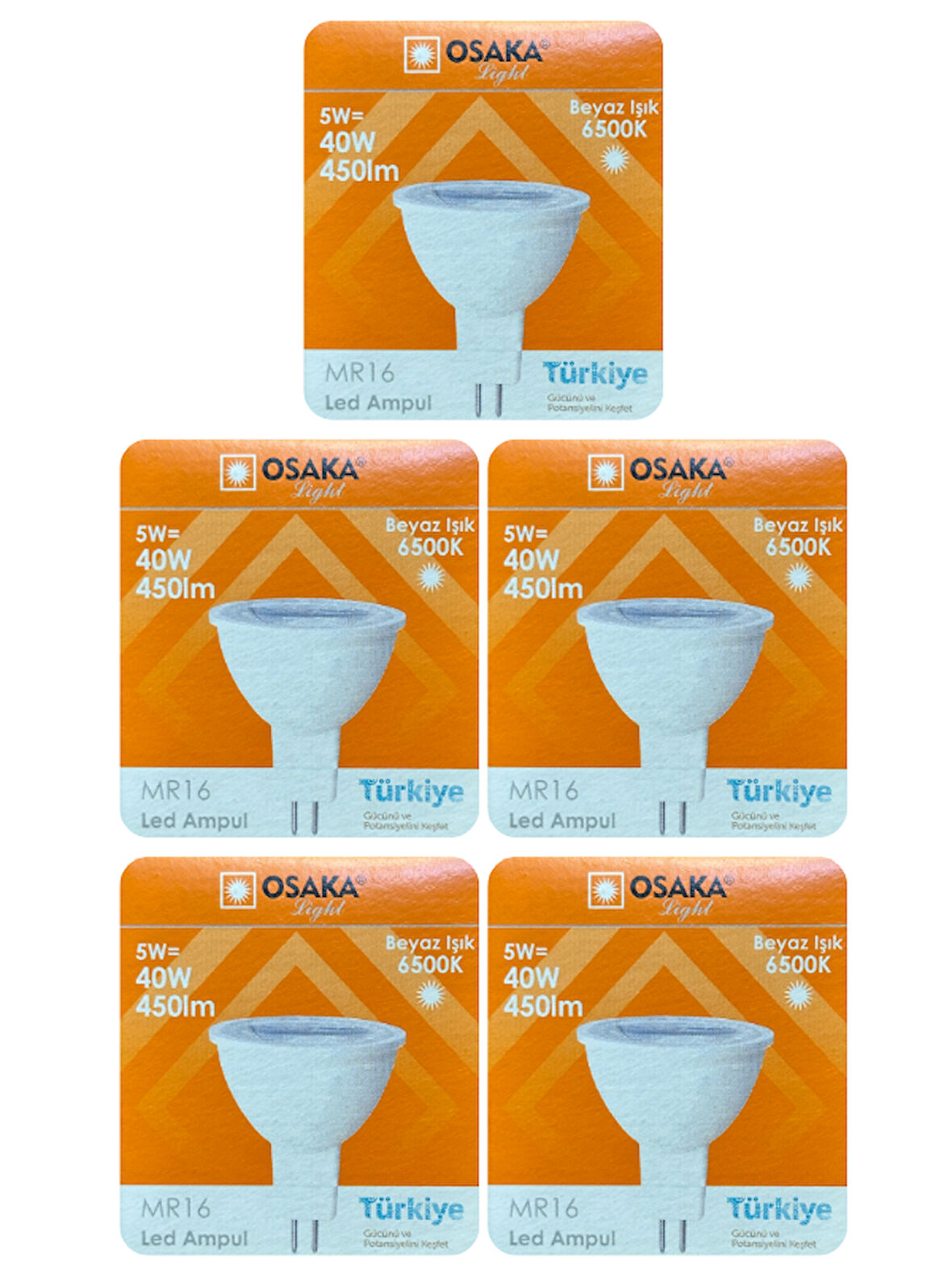 (5 Adet) Osaka 5W (40W) Beyaz Işık (6500K) G4 Duylu (İğne Bacak) Led Çanak Ampul