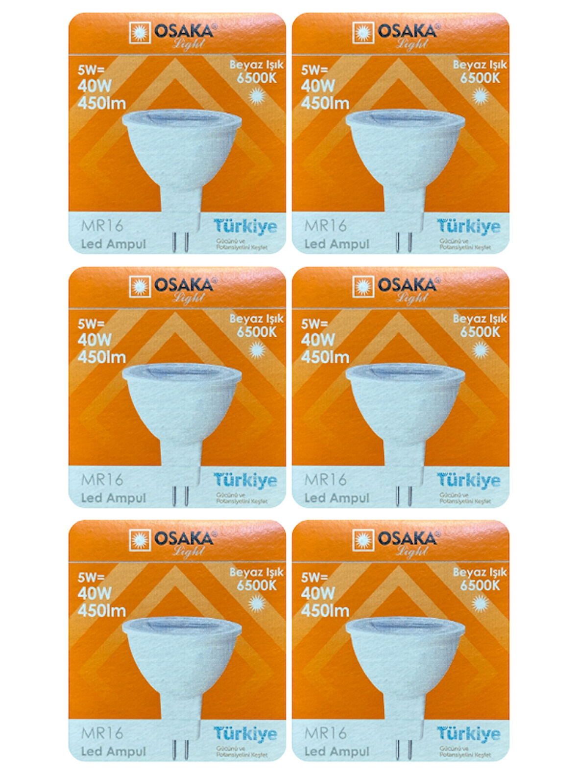 (6 Adet) Osaka 5W (40W) Beyaz Işık (6500K) G4 Duylu (İğne Bacak) Led Çanak Ampul