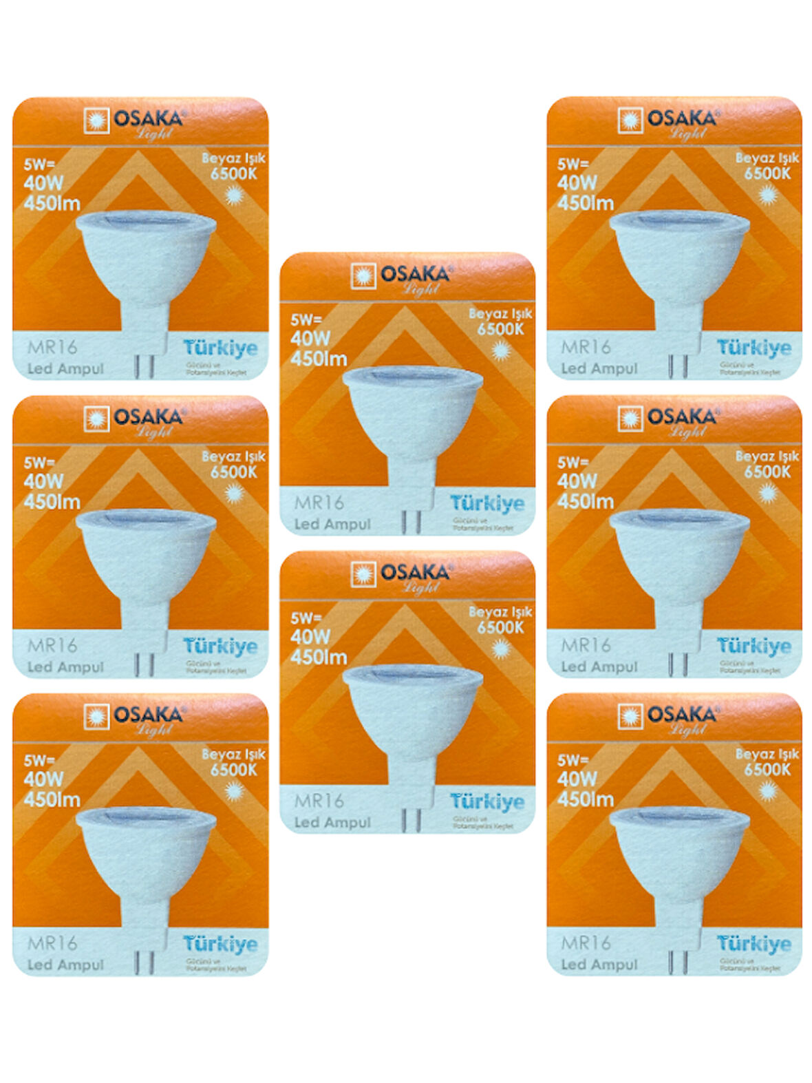 (8 Adet) Osaka 5W (40W) Beyaz Işık (6500K) G4 Duylu (İğne Bacak) Led Çanak Ampul