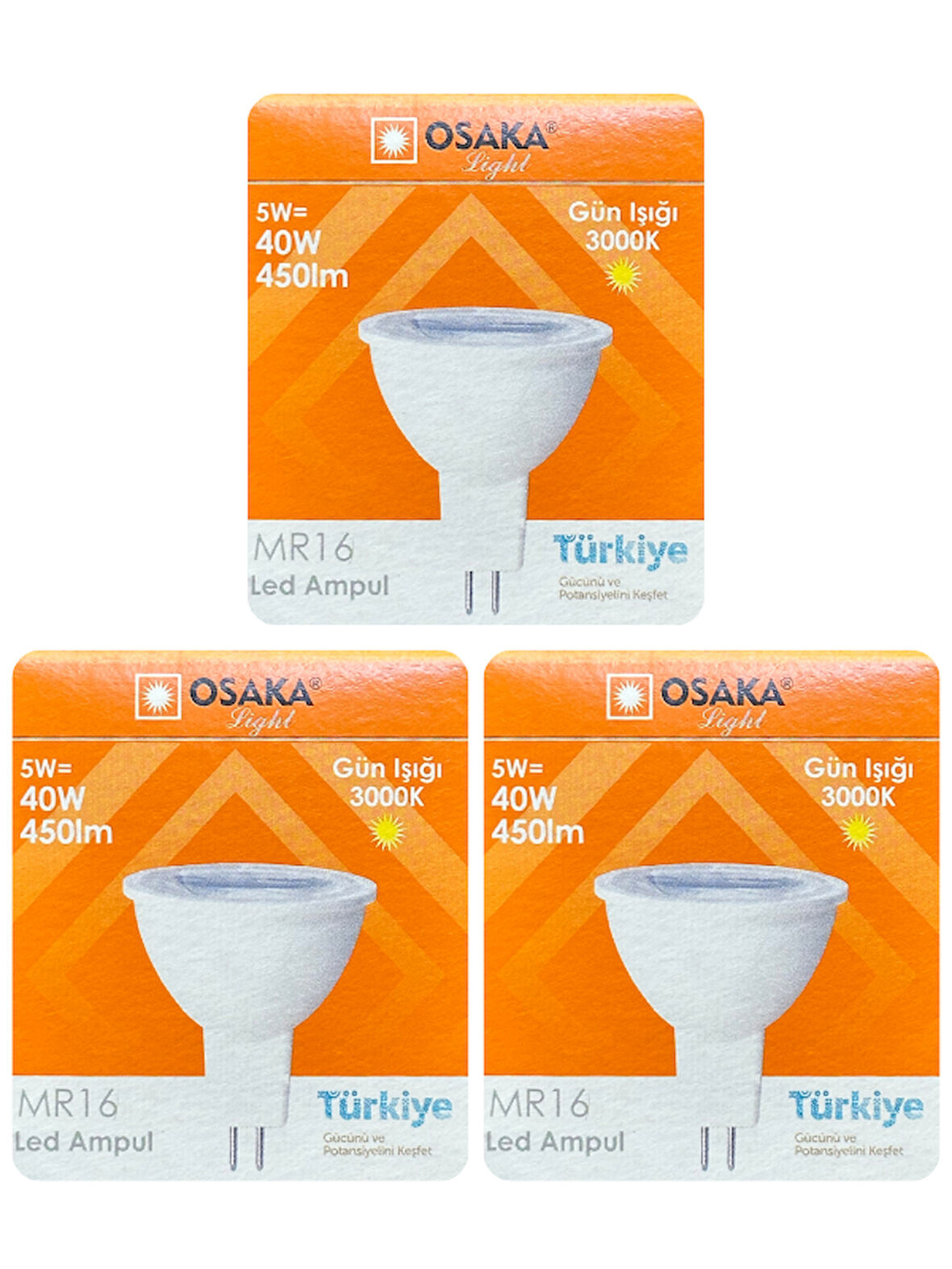 (3 Adet) Osaka 5W (40W) Sarı Işık (3000K) G4 Duylu (İğne Bacak) Led Çanak Ampul