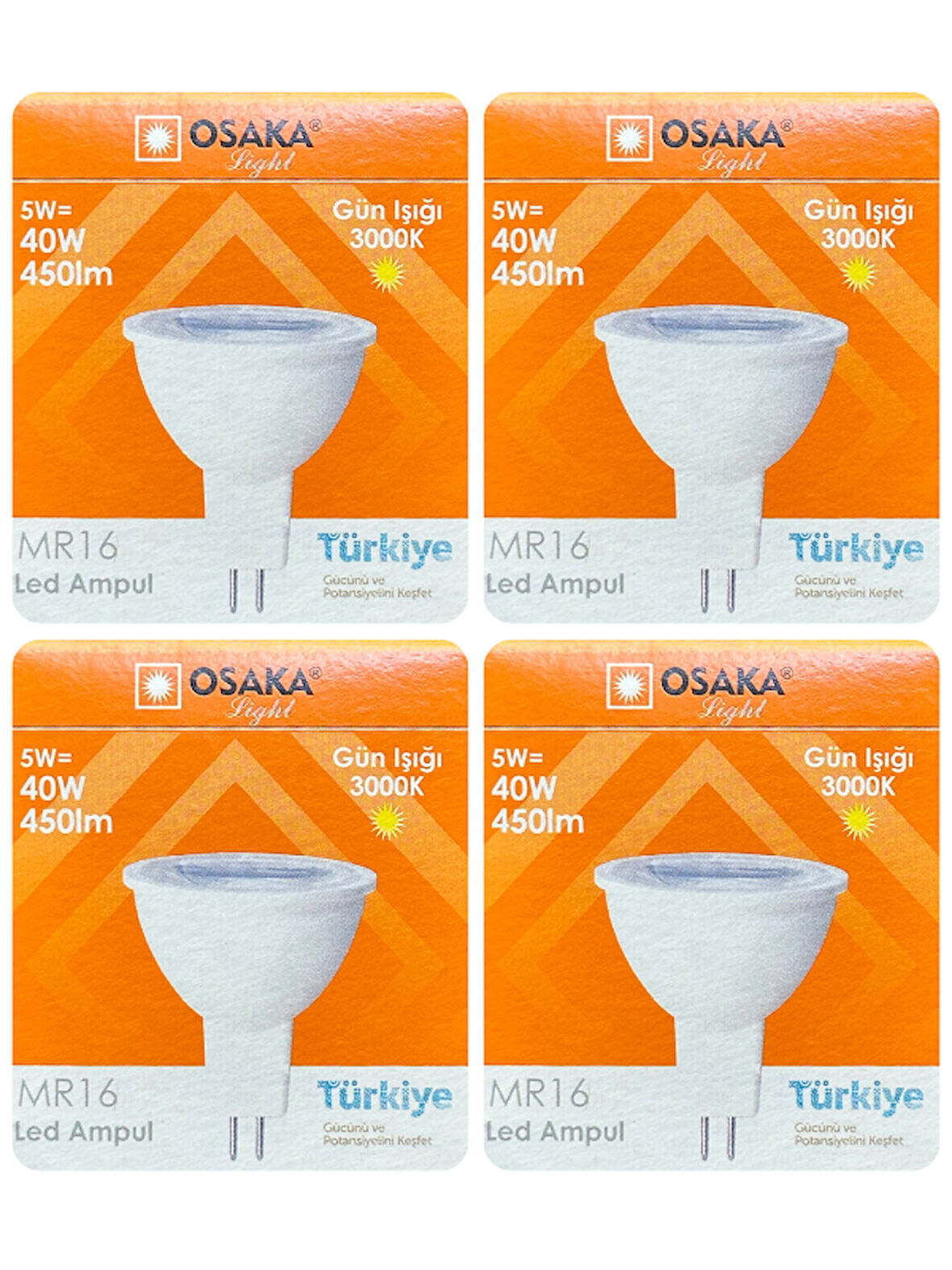 (4 Adet) Osaka 5W (40W) Sarı Işık (3000K) G4 Duylu (İğne Bacak) Led Çanak Ampul