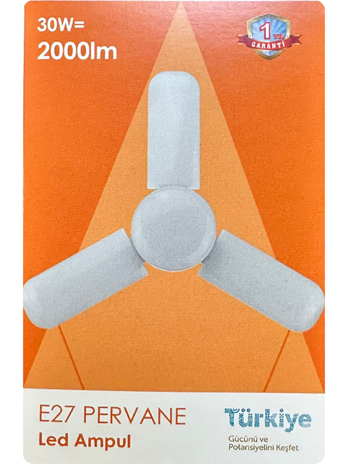 (1 Adet) Osaka 30W (200W) Beyaz Işık (6500K) E27 Duylu (Kalın Duy) Pervane Ampul