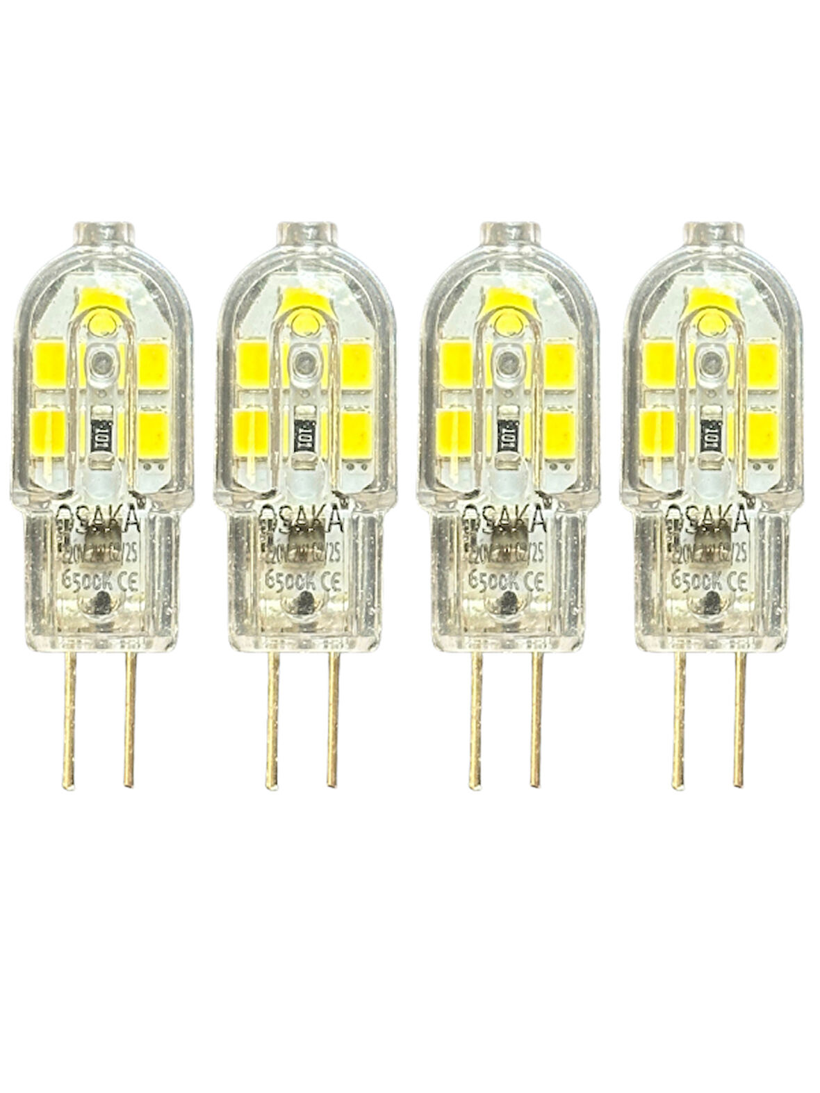 (4 Adet) Osaka 2W Beyaz Işık (6500K) G4 Duylu (İğne Bacak) Led Kapsül Ampul