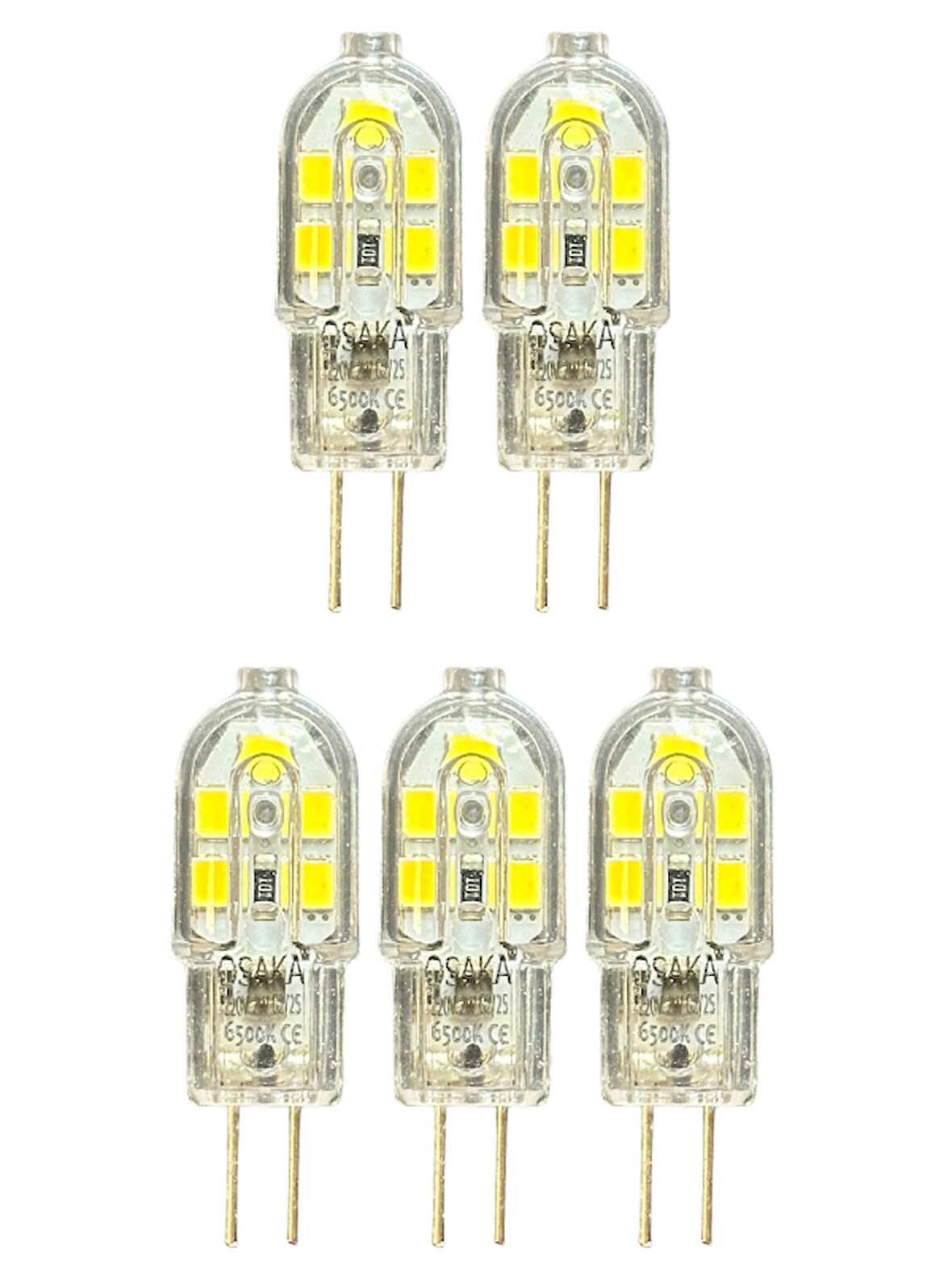 (5 Adet) Osaka 2W Beyaz Işık (6500K) G4 Duylu (İğne Bacak) Led Kapsül Ampul