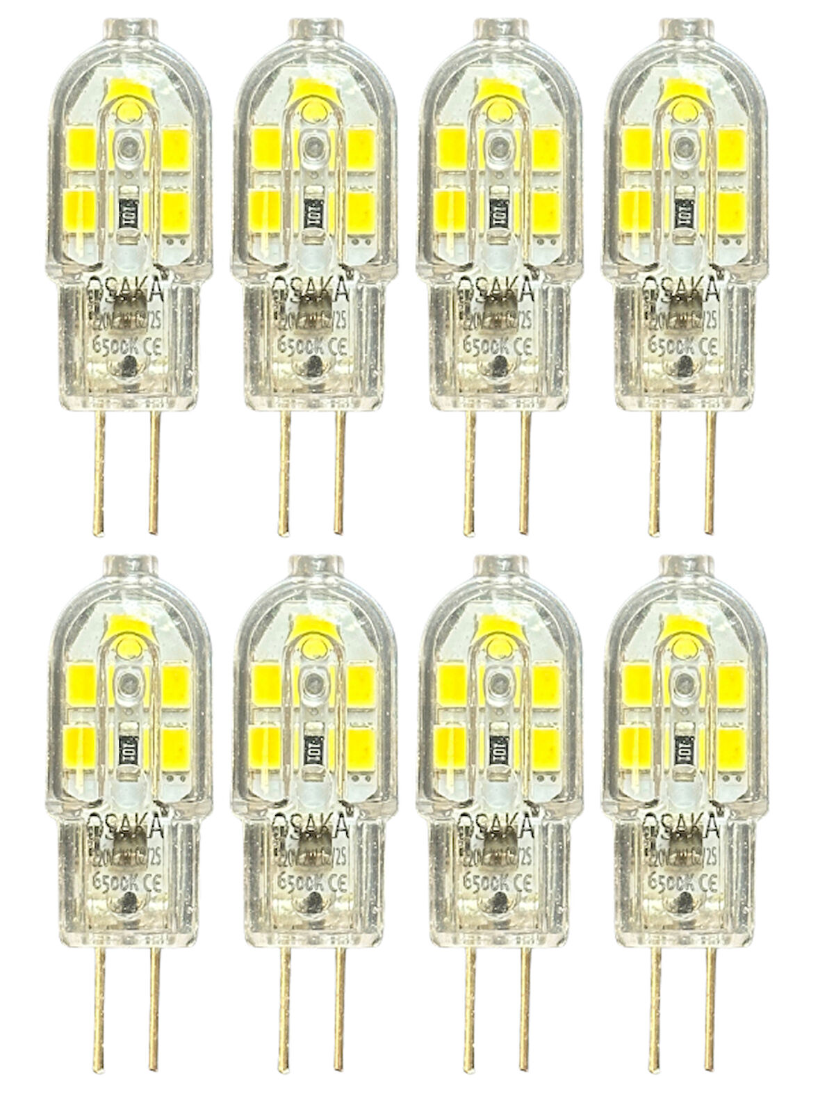 (8 Adet) Osaka 2W Beyaz Işık (6500K) G4 Duylu (İğne Bacak) Led Kapsül Ampul