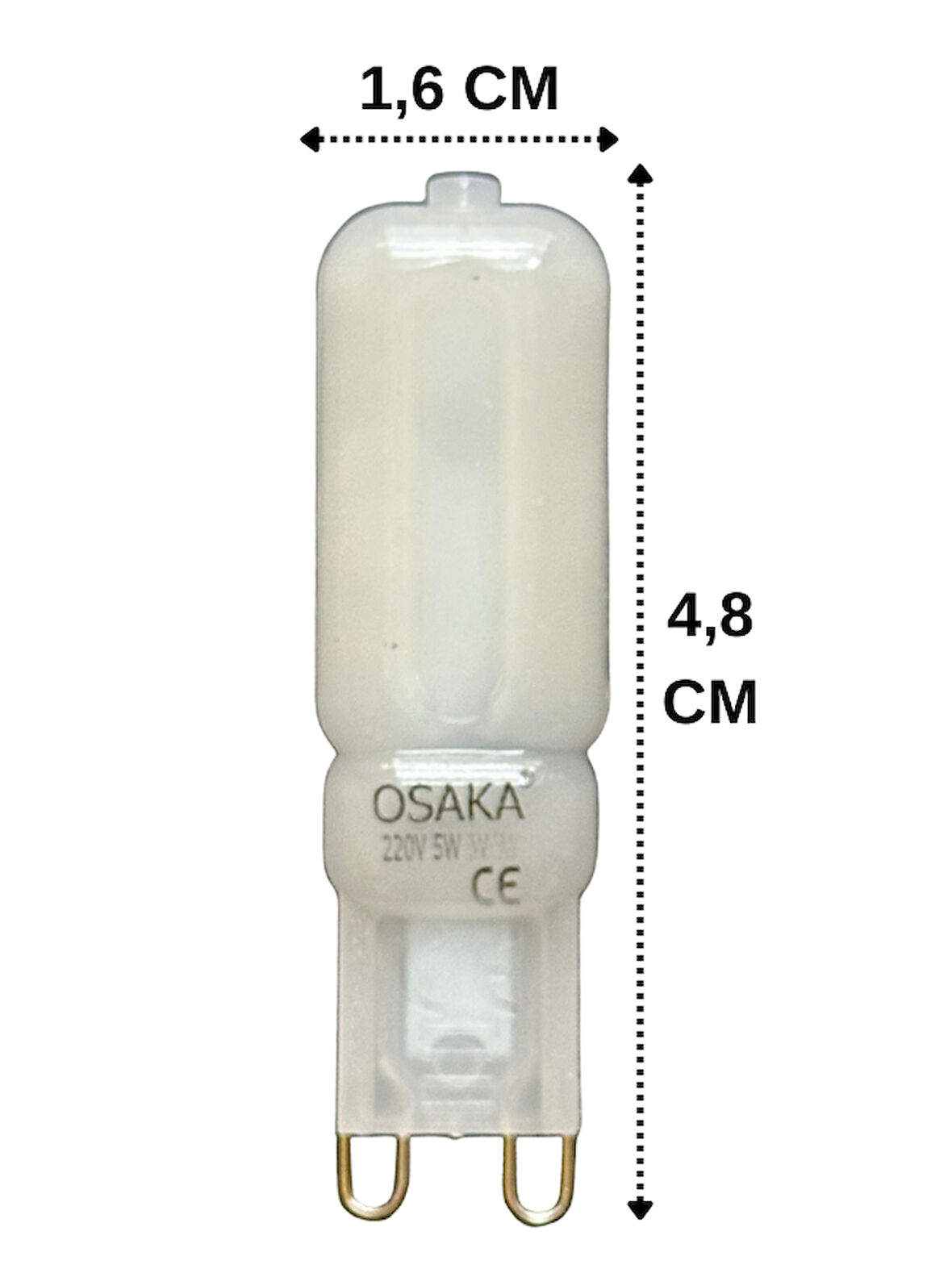 (1 Adet) Osaka Buzlu 5W Beyaz Işık (6500K) G9 Duylu Led Kapsül Ampul