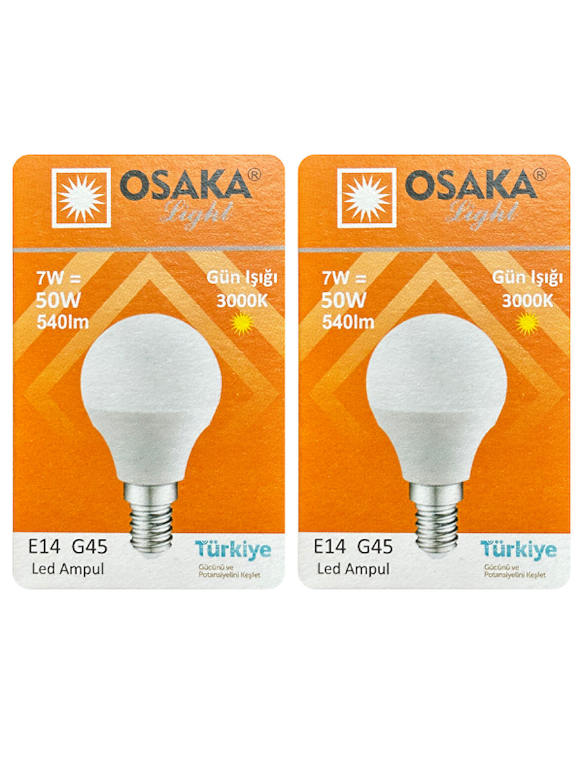 (2 Adet) Osaka 7W (50W) Sarı Işık E14 Duylu (İnce Duy) Led Mini Ampul