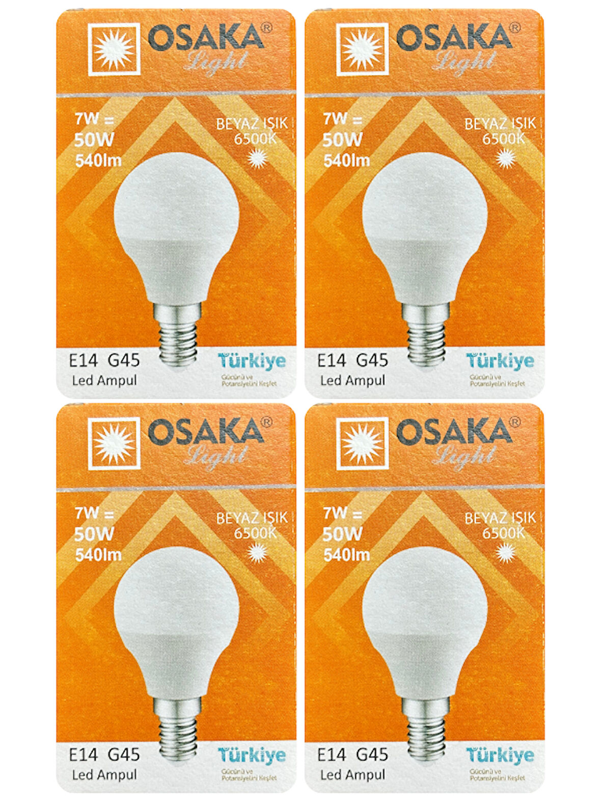 (4 Adet) Osaka 7W (50W) Beyaz Işık E14 Duylu (İnce Duy) Led Mini Ampul