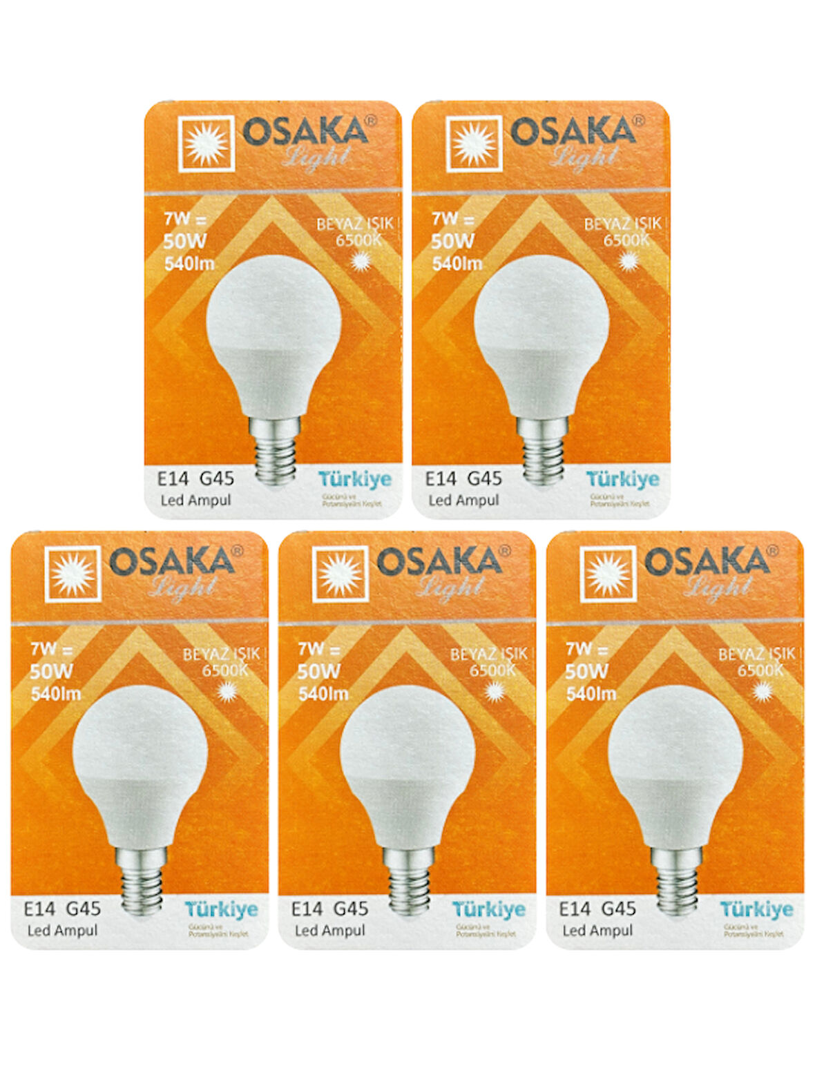 (5 Adet) Osaka 7W (50W) Beyaz Işık E14 Duylu (İnce Duy) Led Mini Ampul