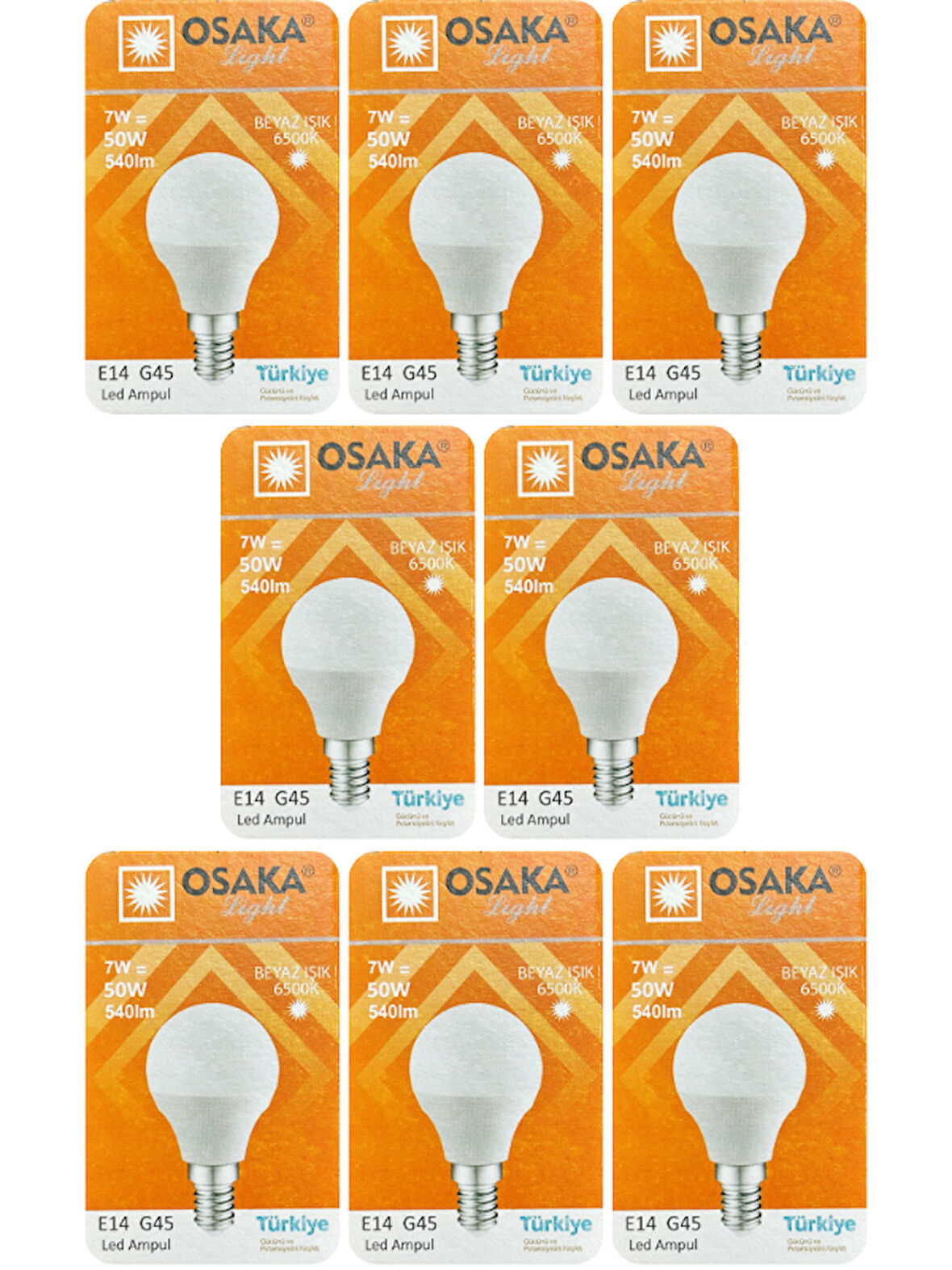 (8 Adet) Osaka 7W (50W) Beyaz Işık E14 Duylu (İnce Duy) Led Mini Ampul