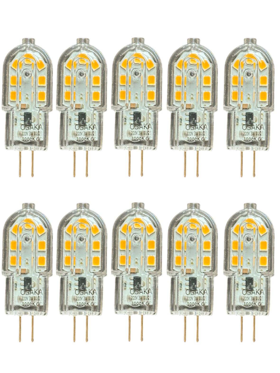 (10 Adet) Osaka 3W Sarı Işık (3000K) G4 Duylu Led Kapsül Ampul